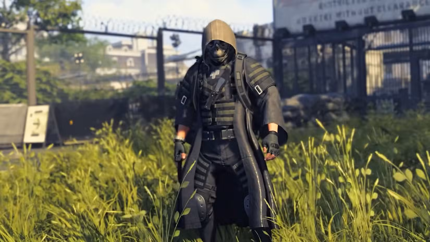 Operatore mascherato in un campo di erba in The Division 3