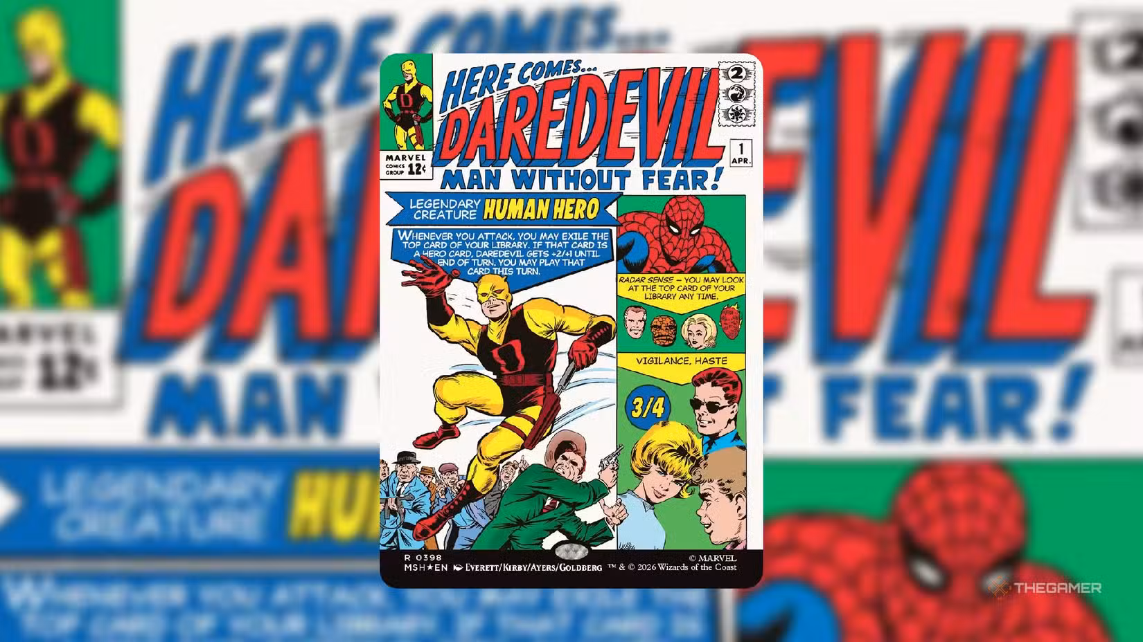 Carta Daredevil, Man Without Fear, Marvel Super Heroes
