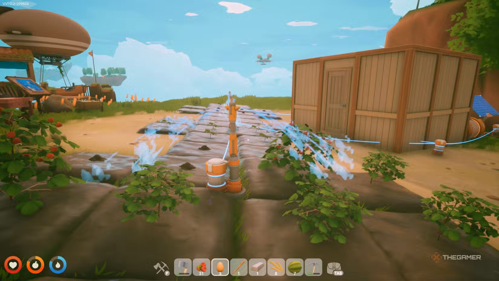 Irrigatori automatici per la coltivazione in Solarpunk.
