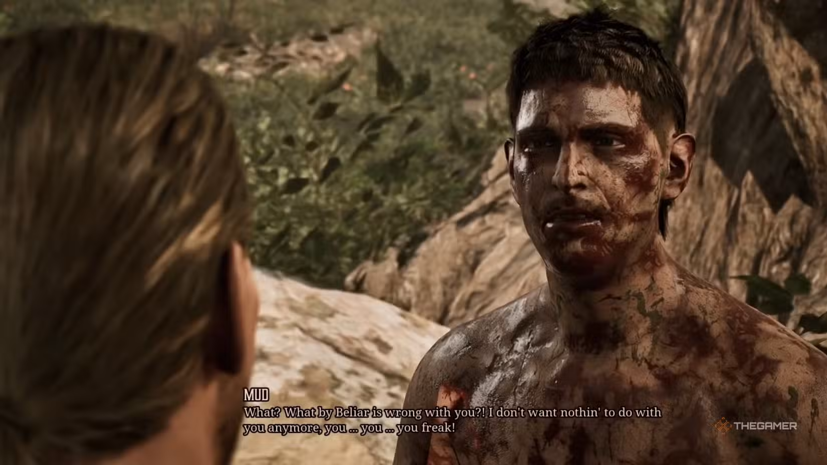 Mud coperto di sangue dopo averlo colpito in Gothic 1 Remake