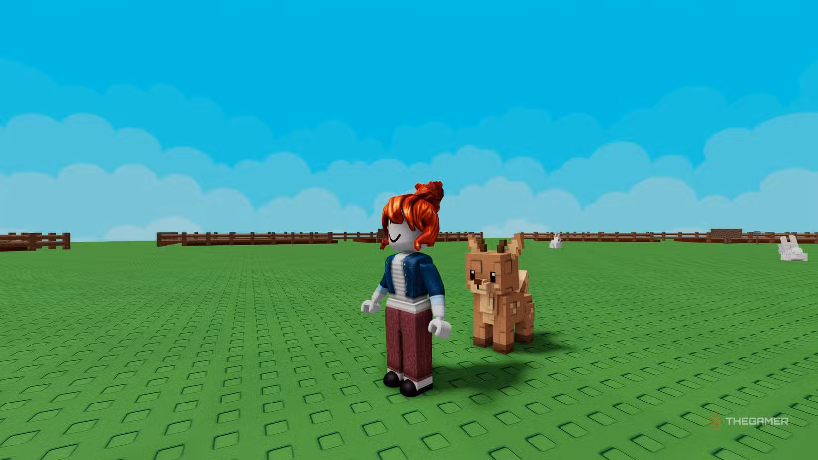 Giocatore con il suo animale domestico cervo in Grow a Garden 2 Roblox.