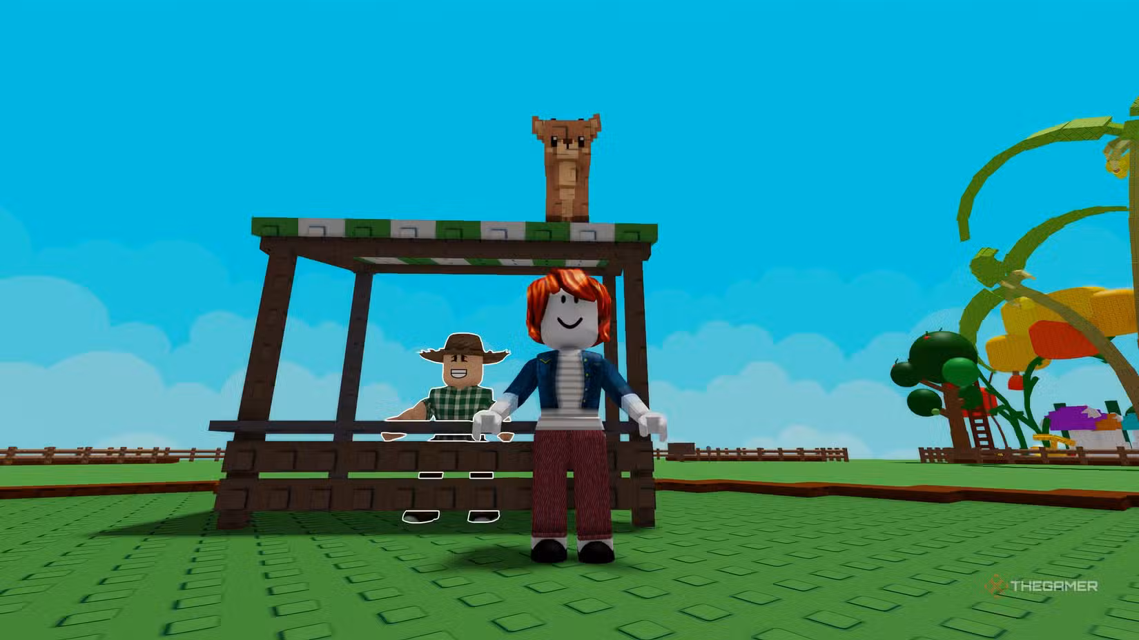 Giocatore vicino al negozio dei semi in Grow a Garden 2 (Roblox).