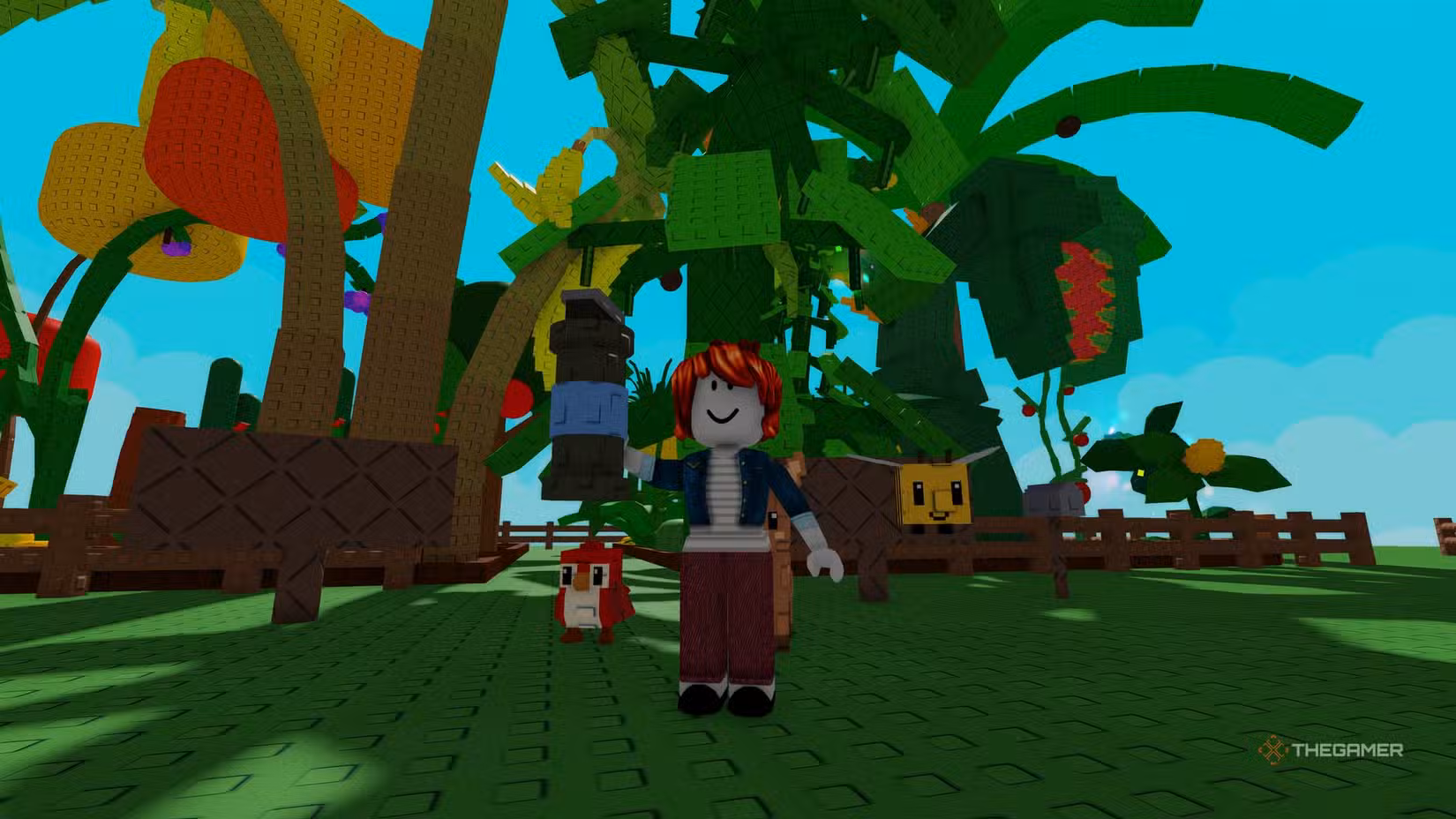 Giocatore con una flashbang in Grow a Garden 2
