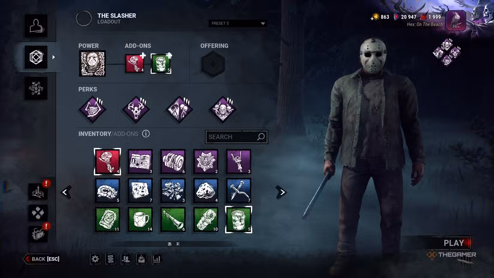 Jason con i simboli dei Hex pronti a lanciare un Jump Scare