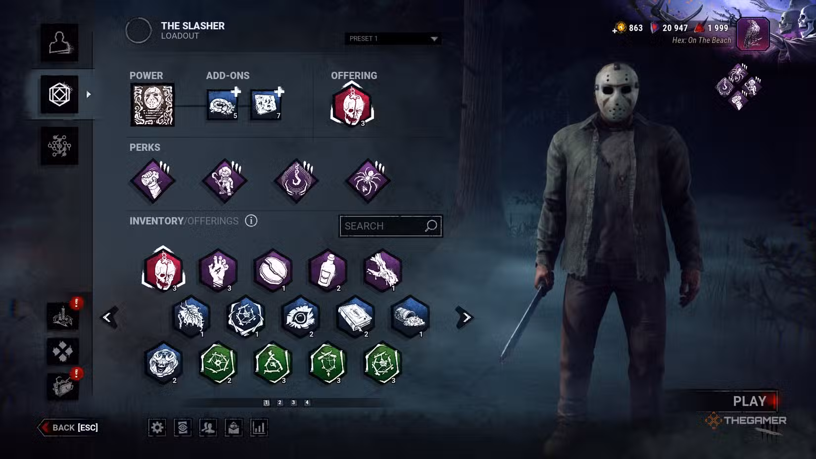 Schema della build velocizzante di Jason con i perk illustrati