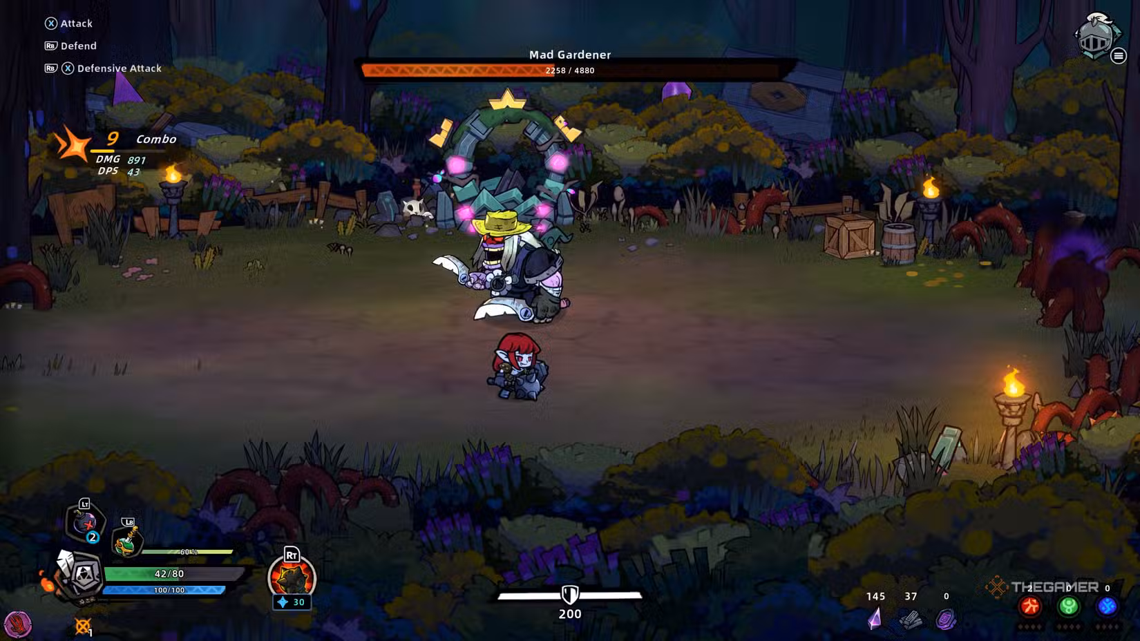 Mad Gardener con cannoni di fiori in Lost Castle 2