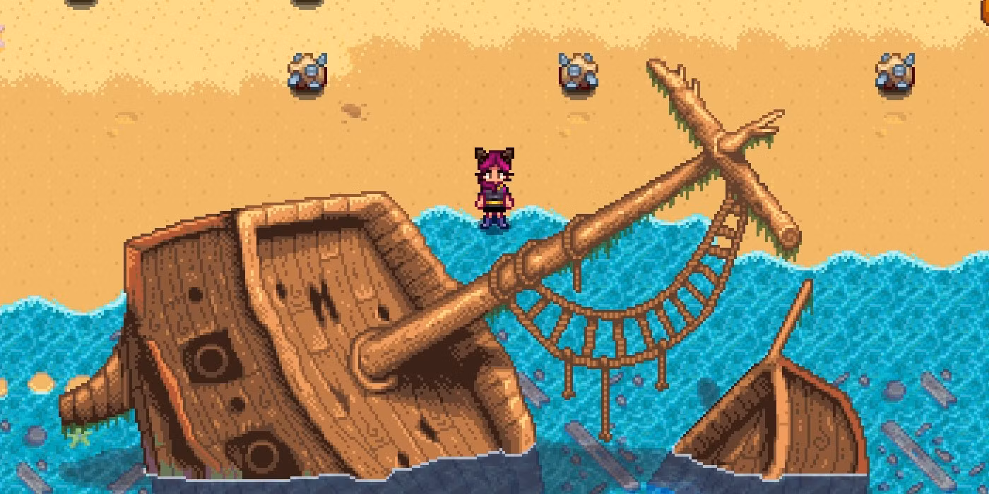 Relitto della nave pirata nella parte ovest di Ginger Island, contenente un Walnut dorato