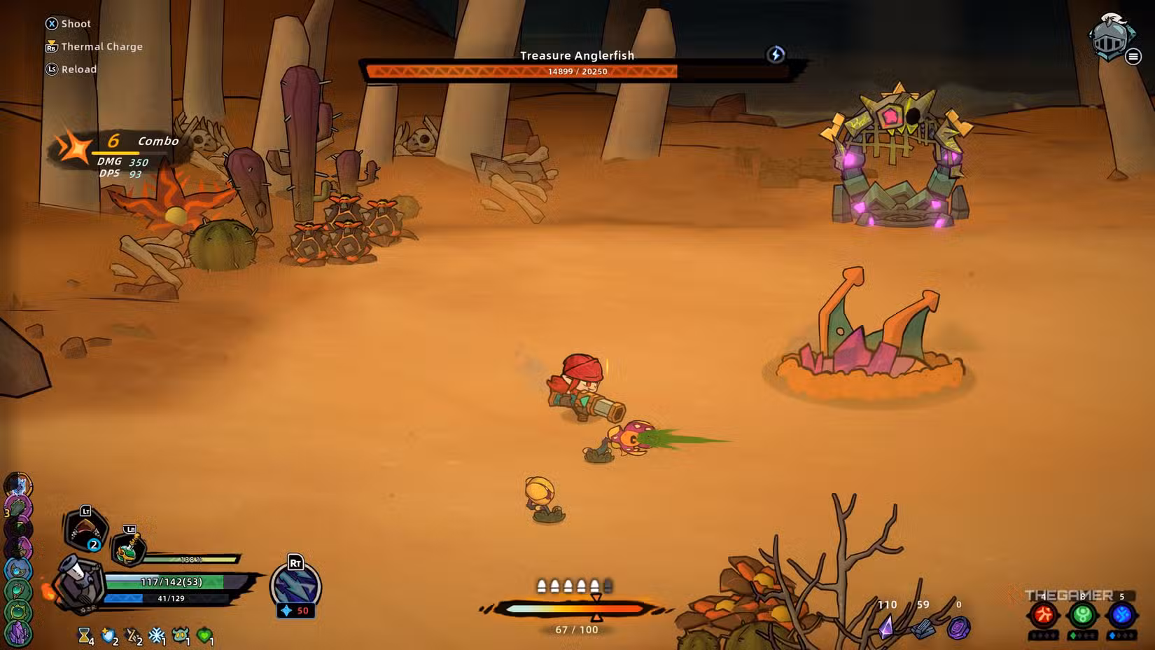 Anglerfish che si prepara a un attacco di dash in Lost Castle 2