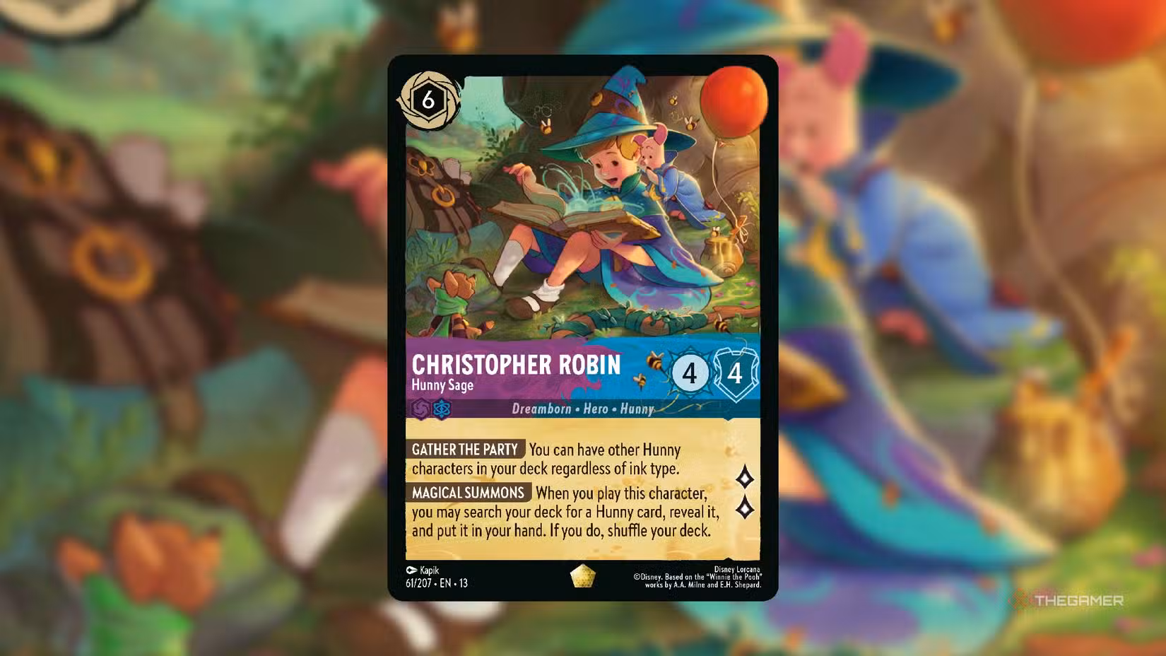 Christopher Robin Hunny Sage carta leggendaria Disney Lorcana