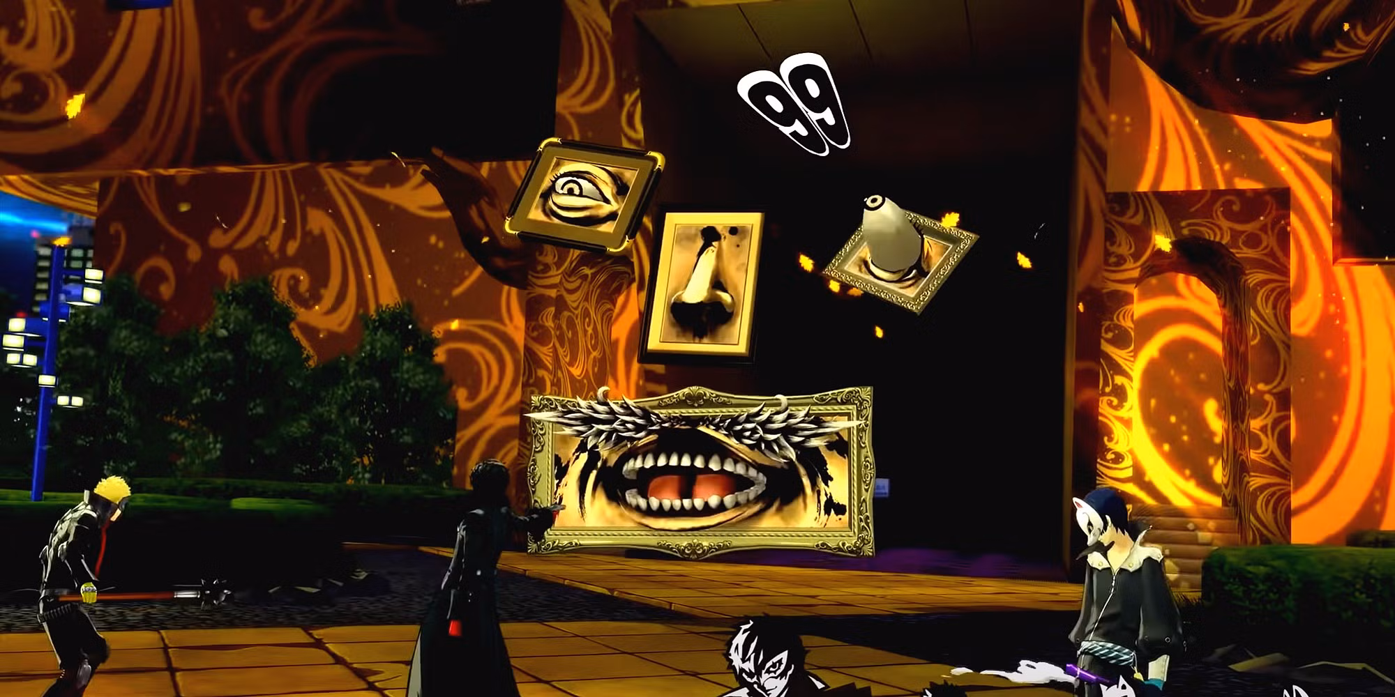 Ryuji e Yusuke combattono i dipinti di Madarame in Persona 5 Royal
