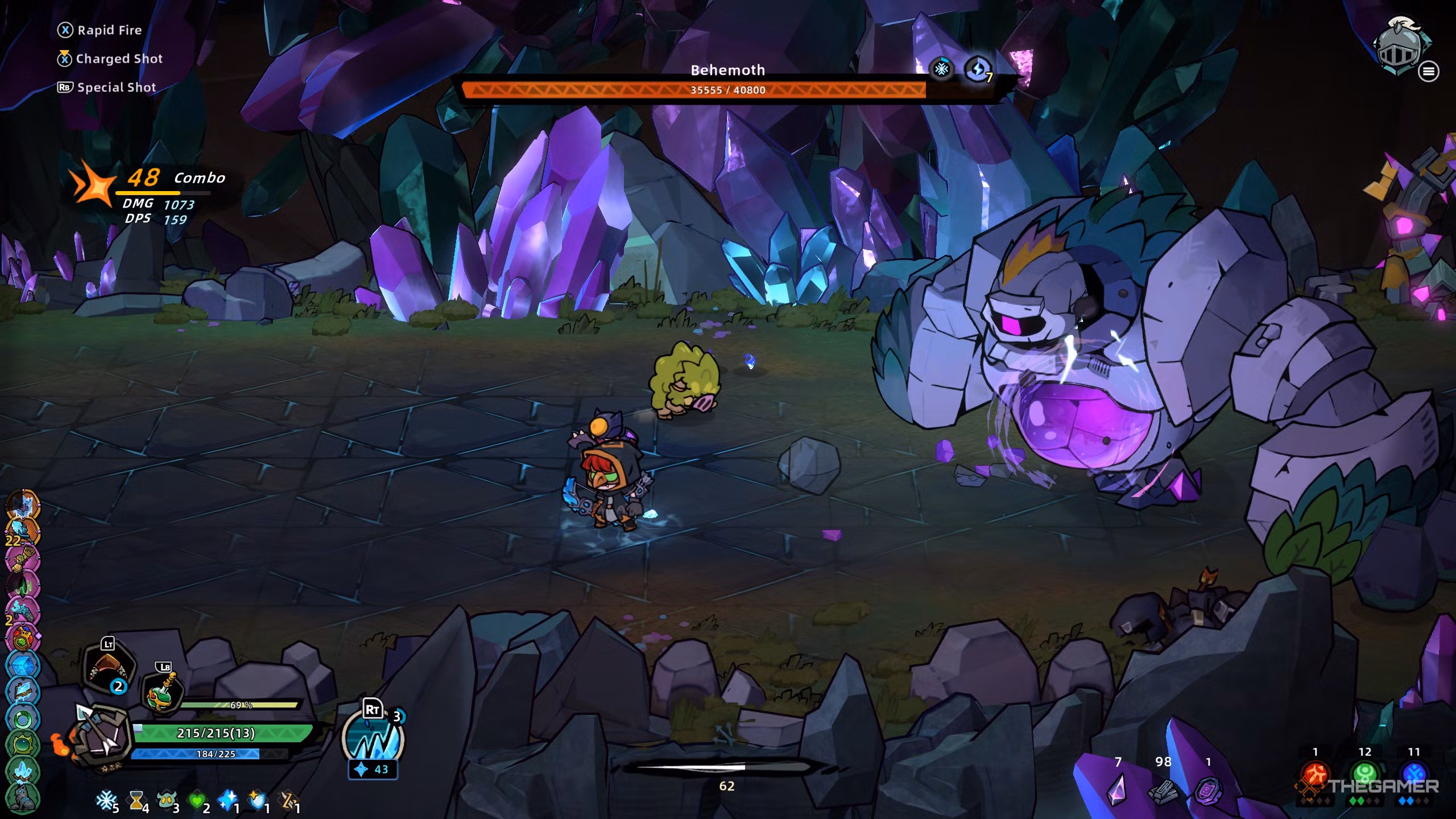 Giocatore che sconfigge il Behemoth in Lost Castle 2.