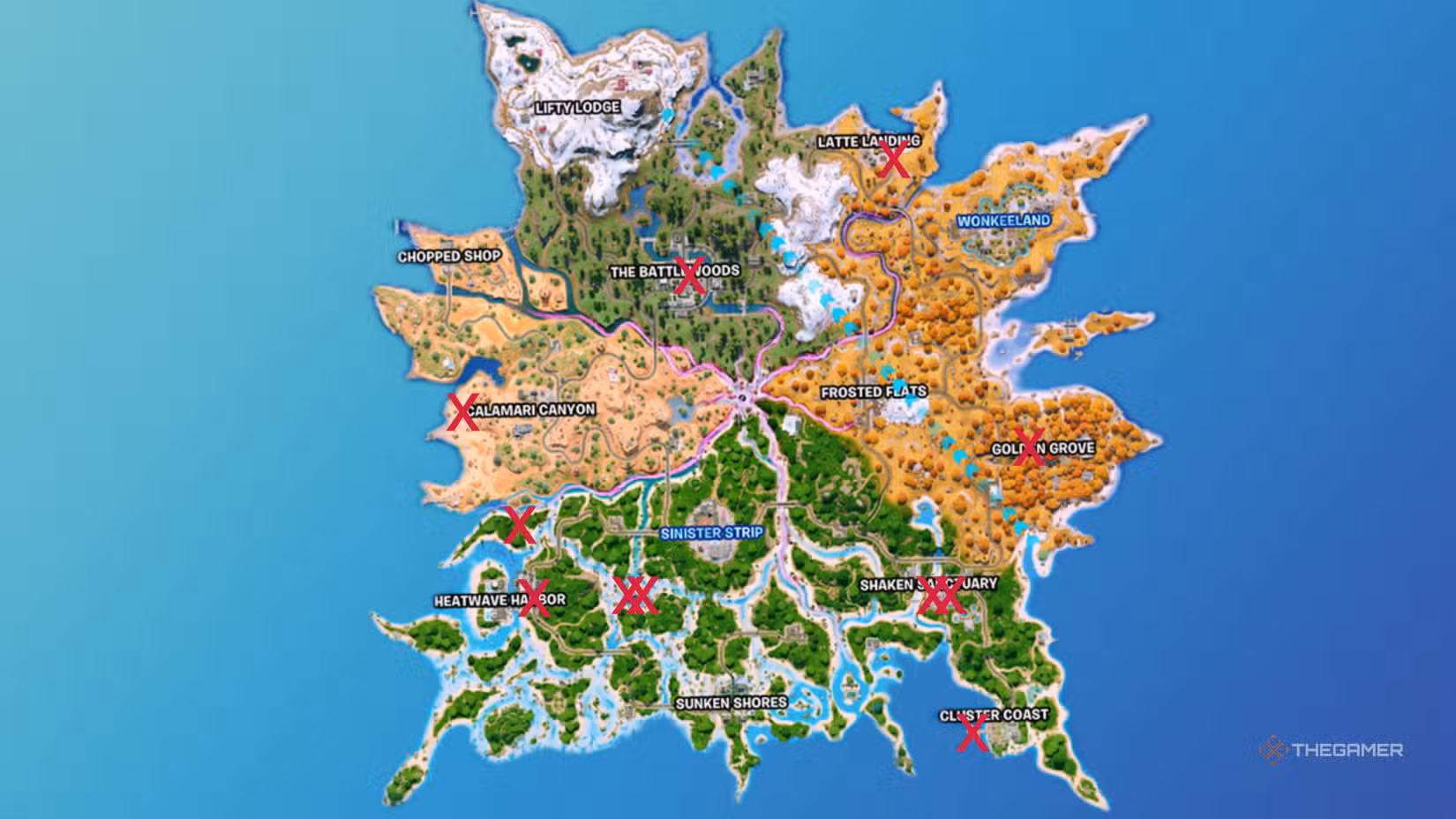 Mappa di Fortnite con le posizioni degli NPC della stagione 3, capitolo 7