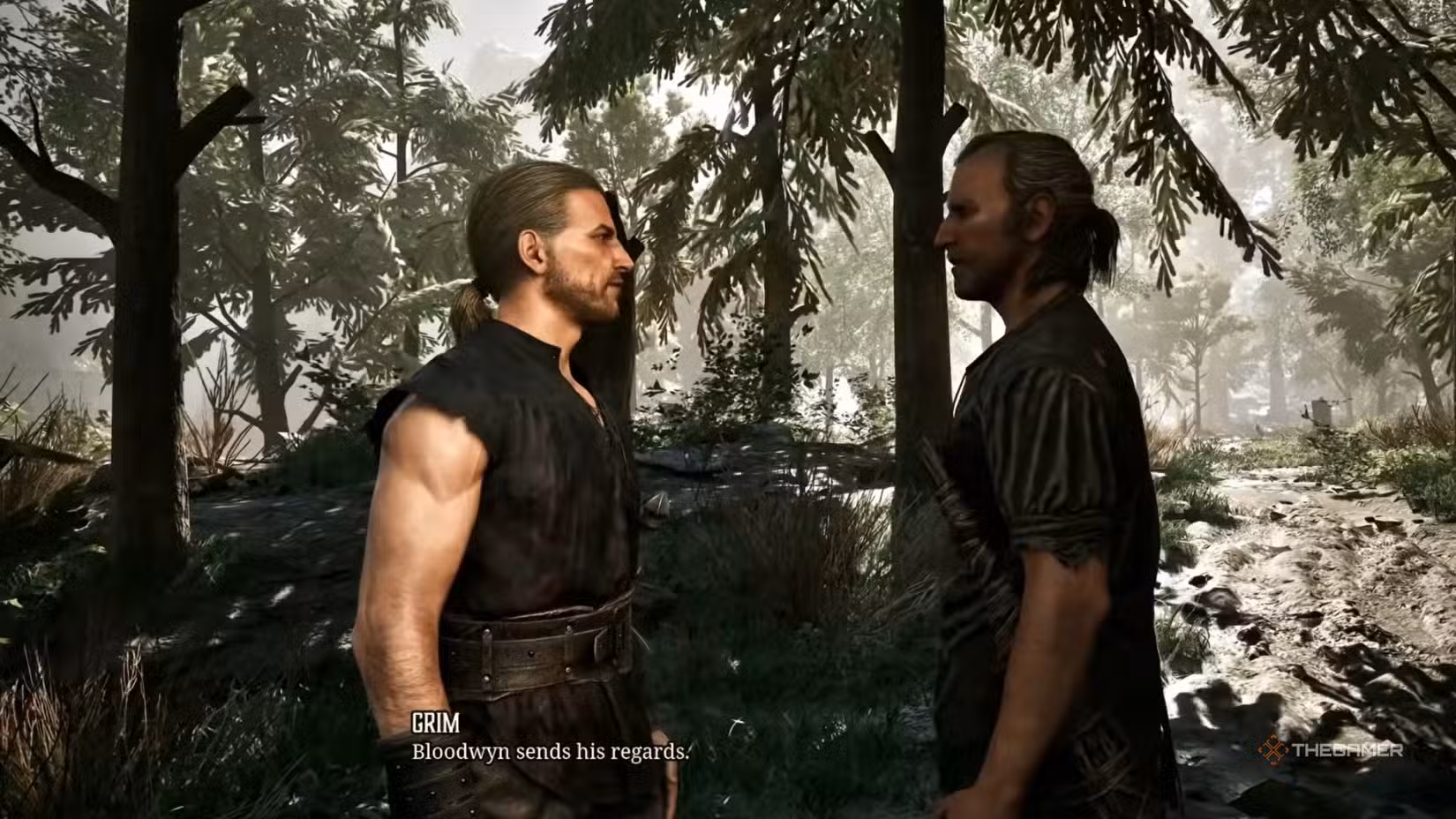 Conversazione nel bosco durante la quest dell'amuleto in Gothic 1 Remake