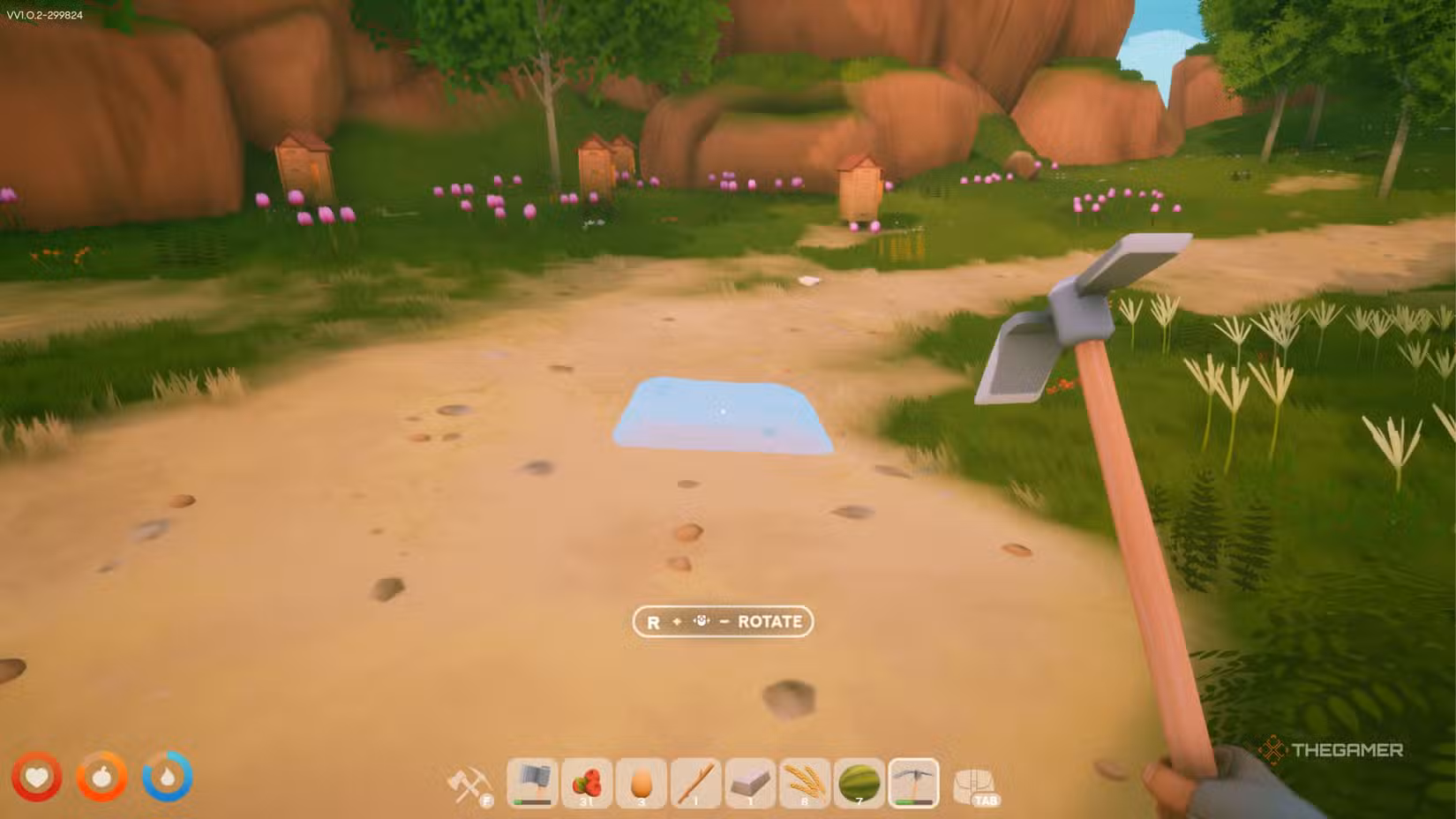 Creazione di un appezzamento agricolo con la vanga in Solarpunk.
