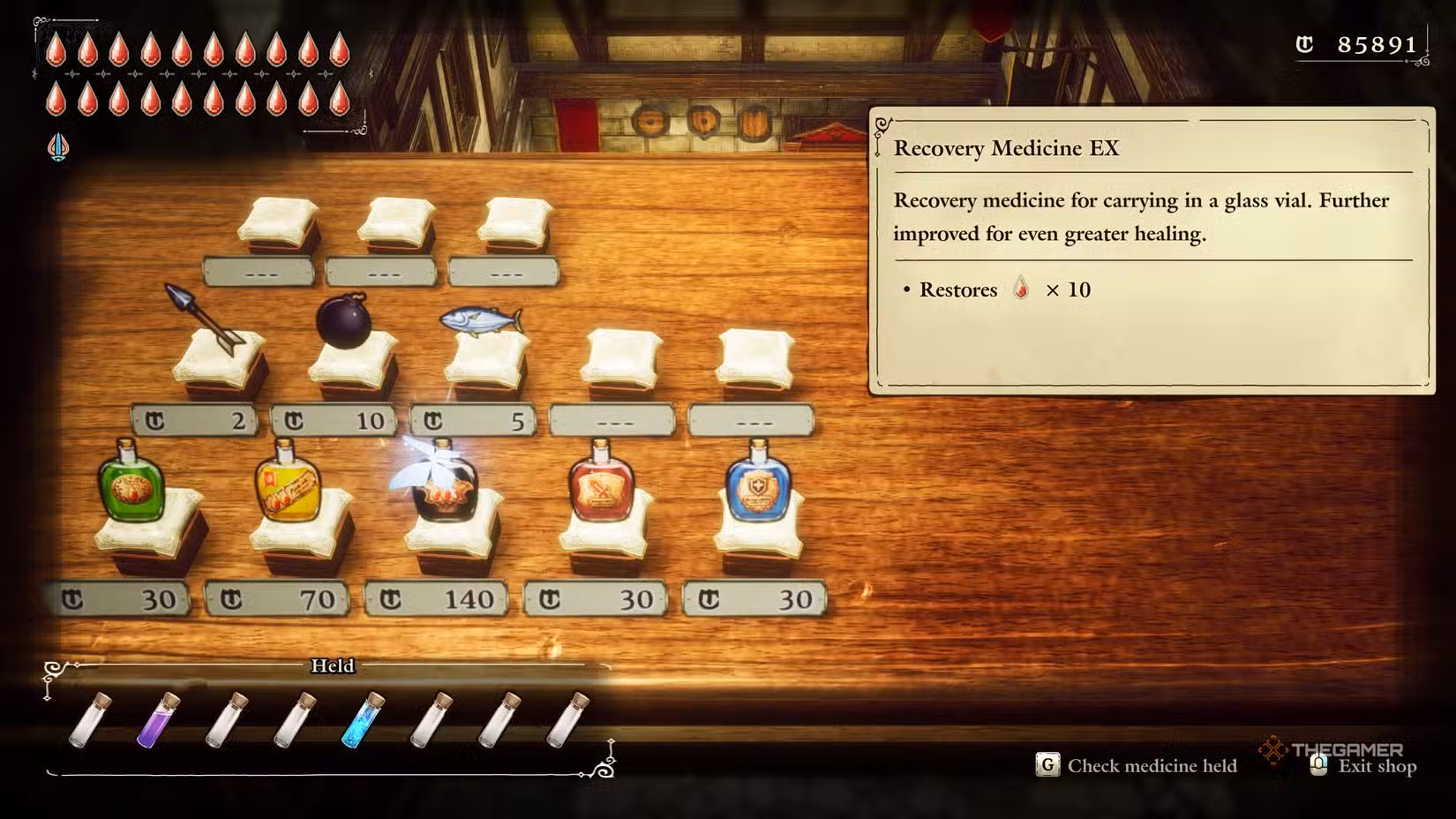Inventario di un negozio in The Adventures of Elliot: The Millennium Tales