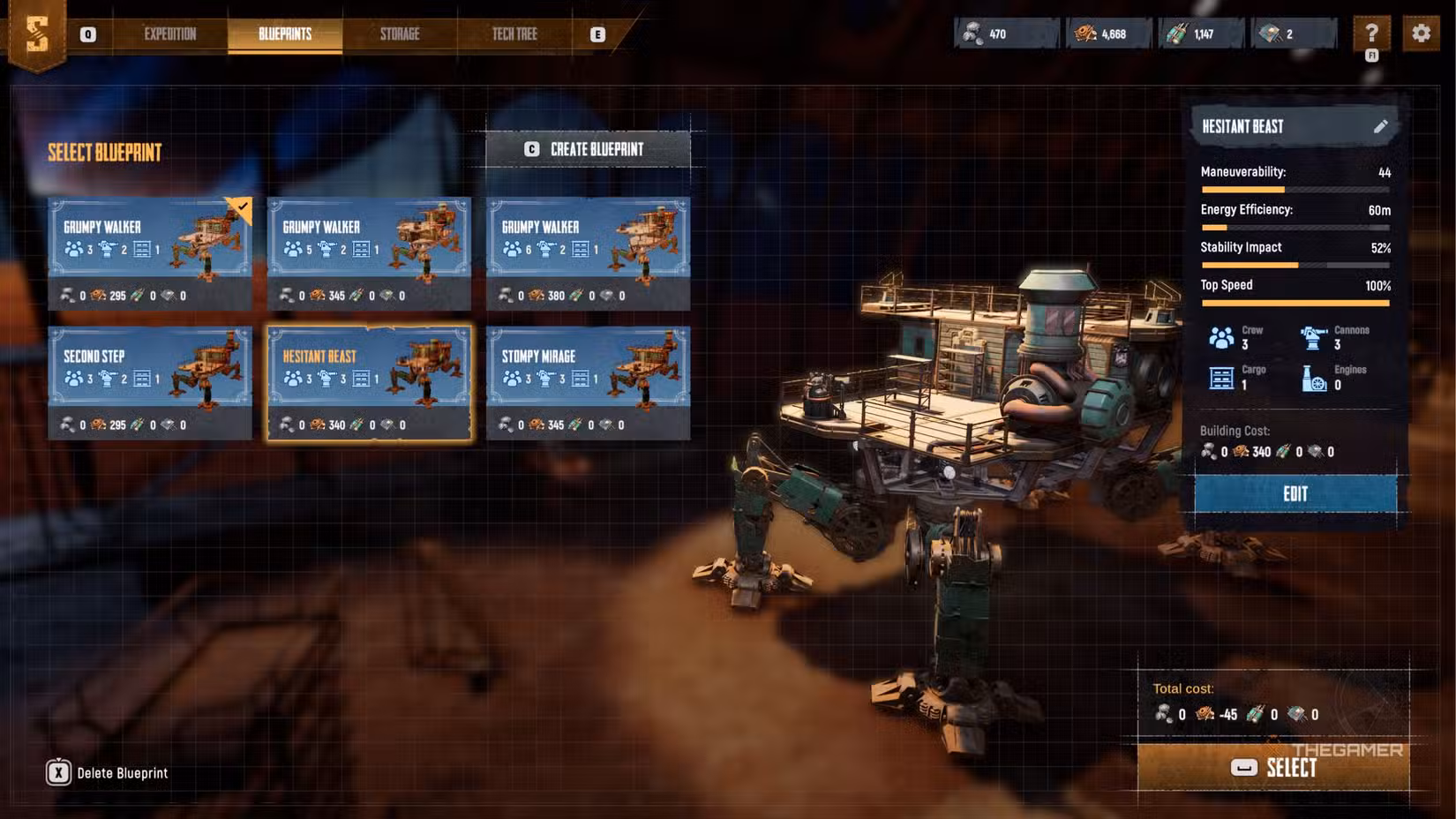Set di blueprint per il Trampler in Sand: Raiders Of Sophie