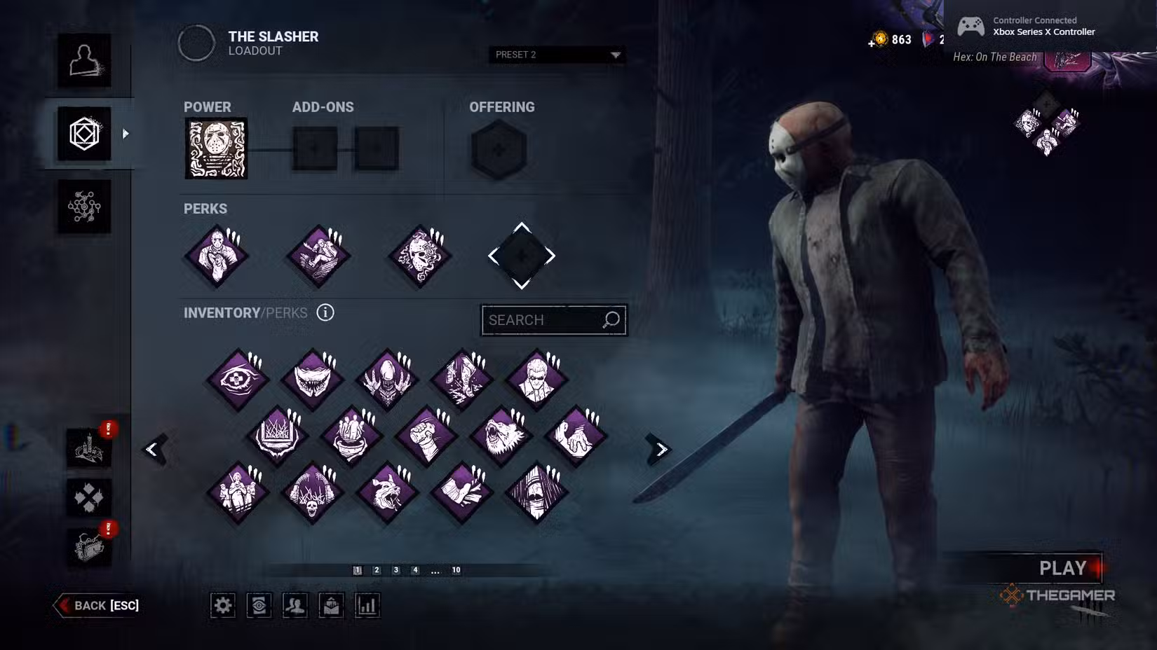 Jason in Dead by Daylight con le abilità attive di invisibilità e salto spaventoso