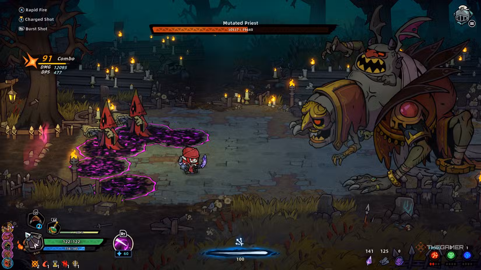 Giocatore che sconfigge il boss Mutated Priest in Lost Castle 2