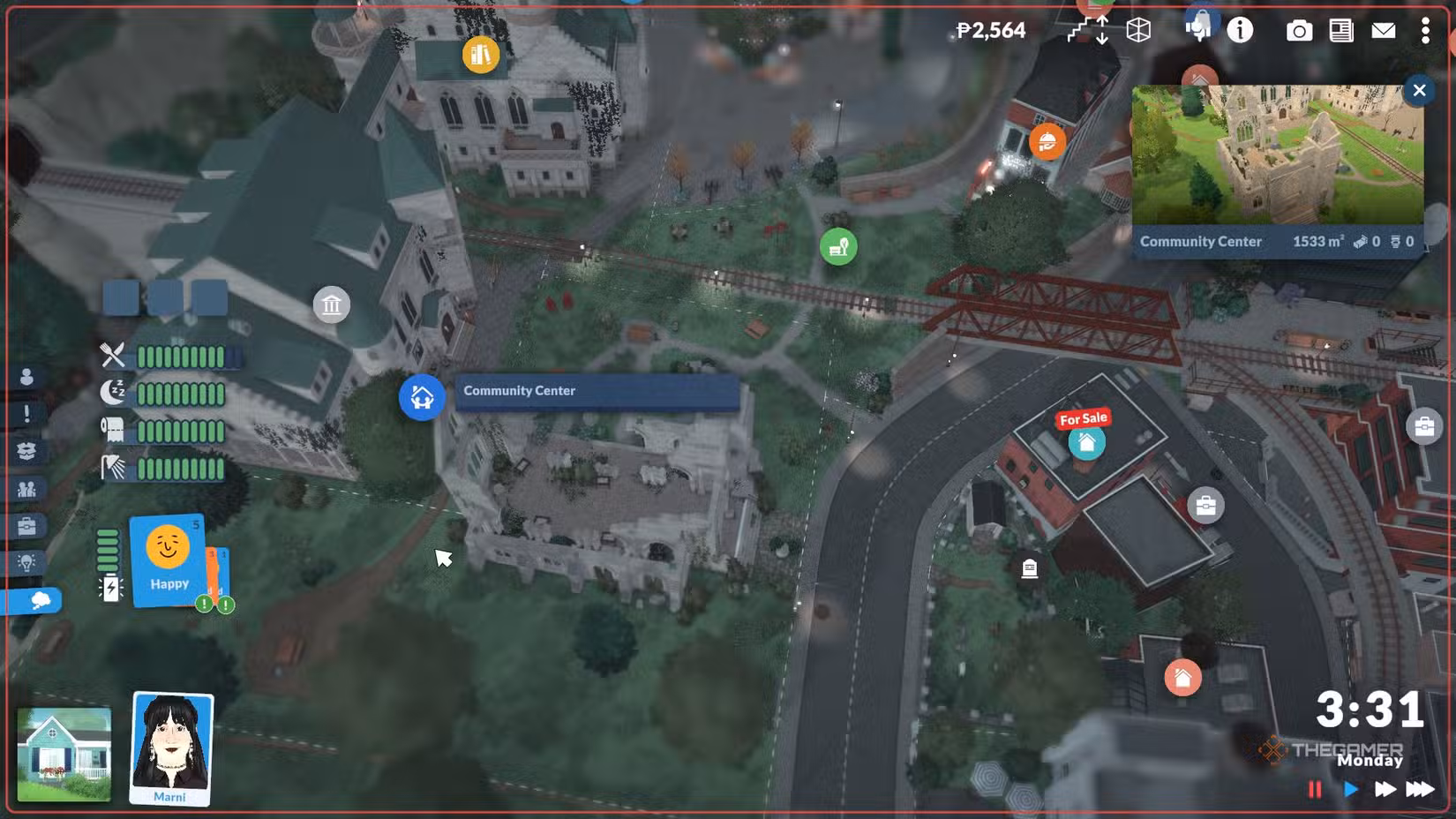 Mappa che indica la posizione del Community Center in Paralives
