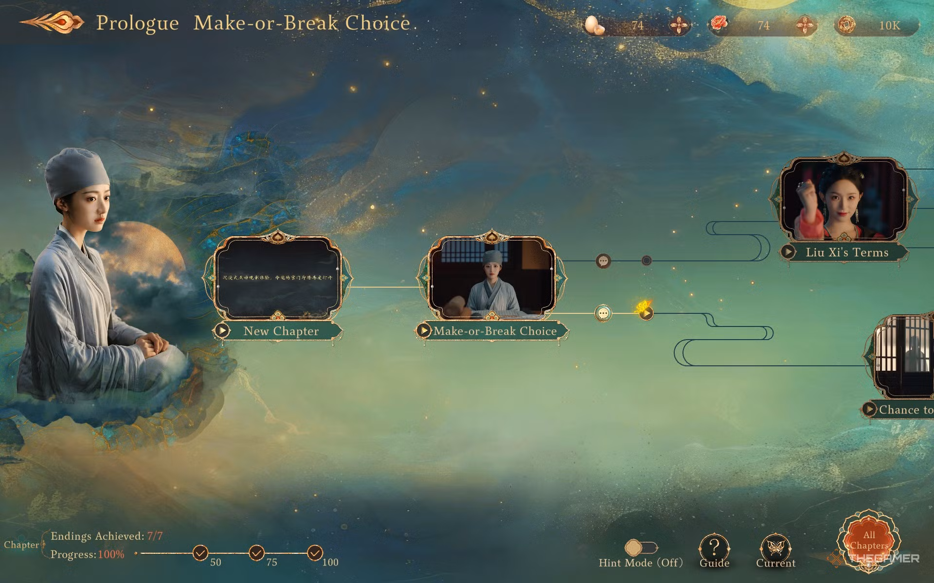 Scelta iniziale nel prologo di Road to Empress 2