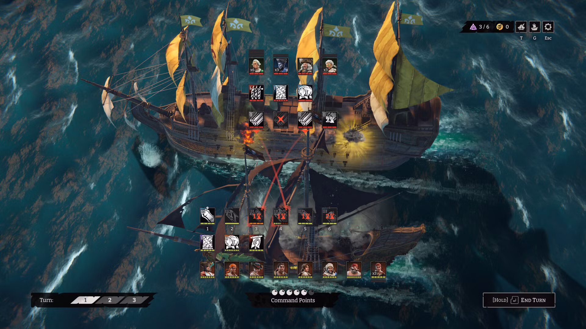 Gameplay di Rogue Waters con nave pirata in combattimento