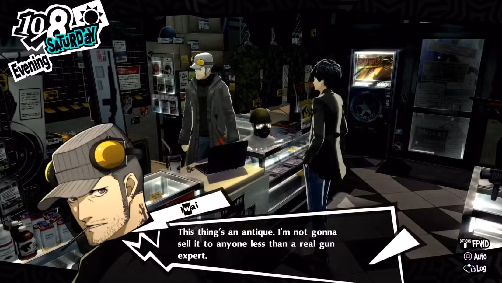 Iwai di Untouchable che spiega i requisiti per acquistare armi esperte in Persona 5 Royal