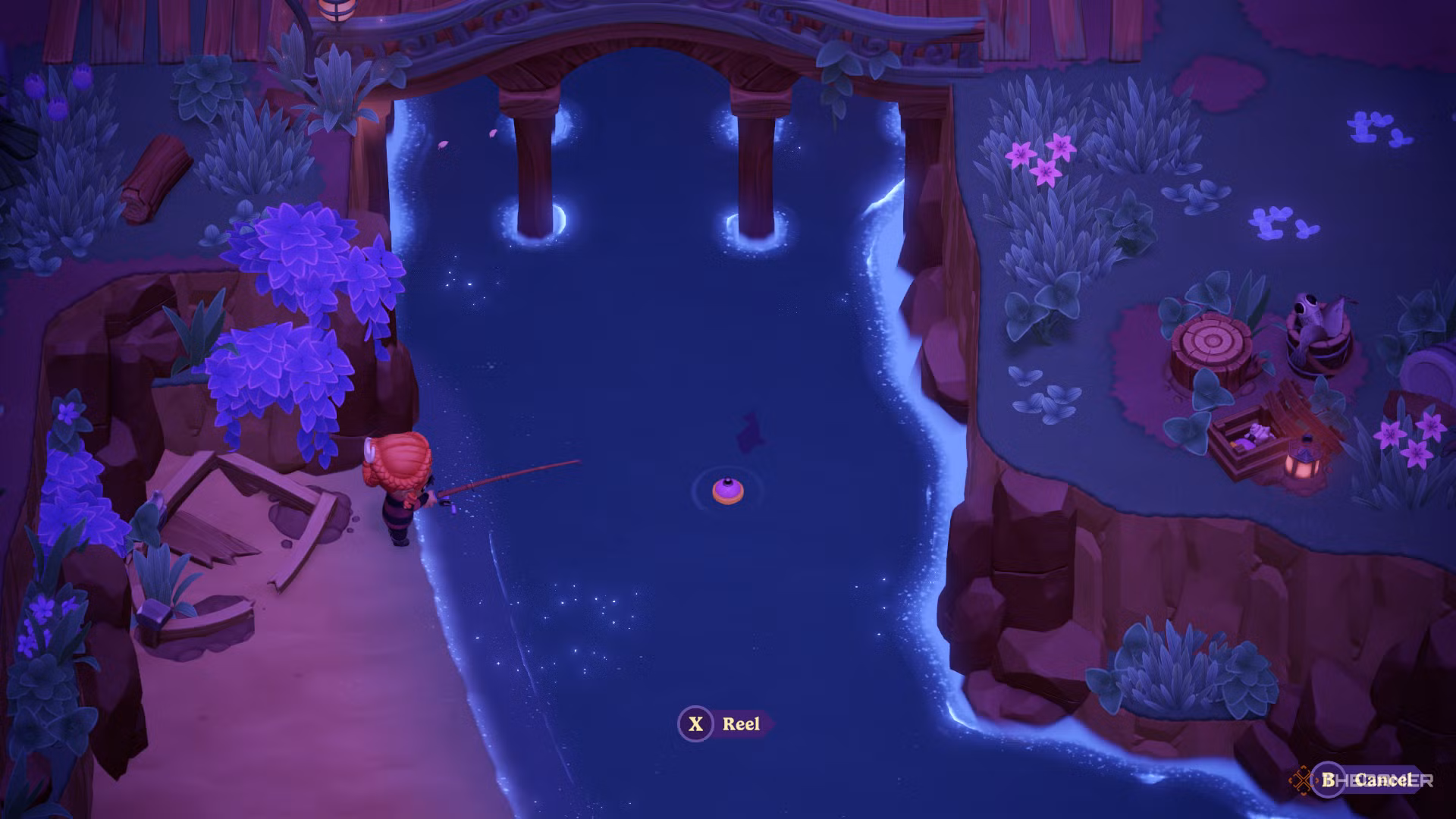 Pesca in un lago di Moonlight Peaks
