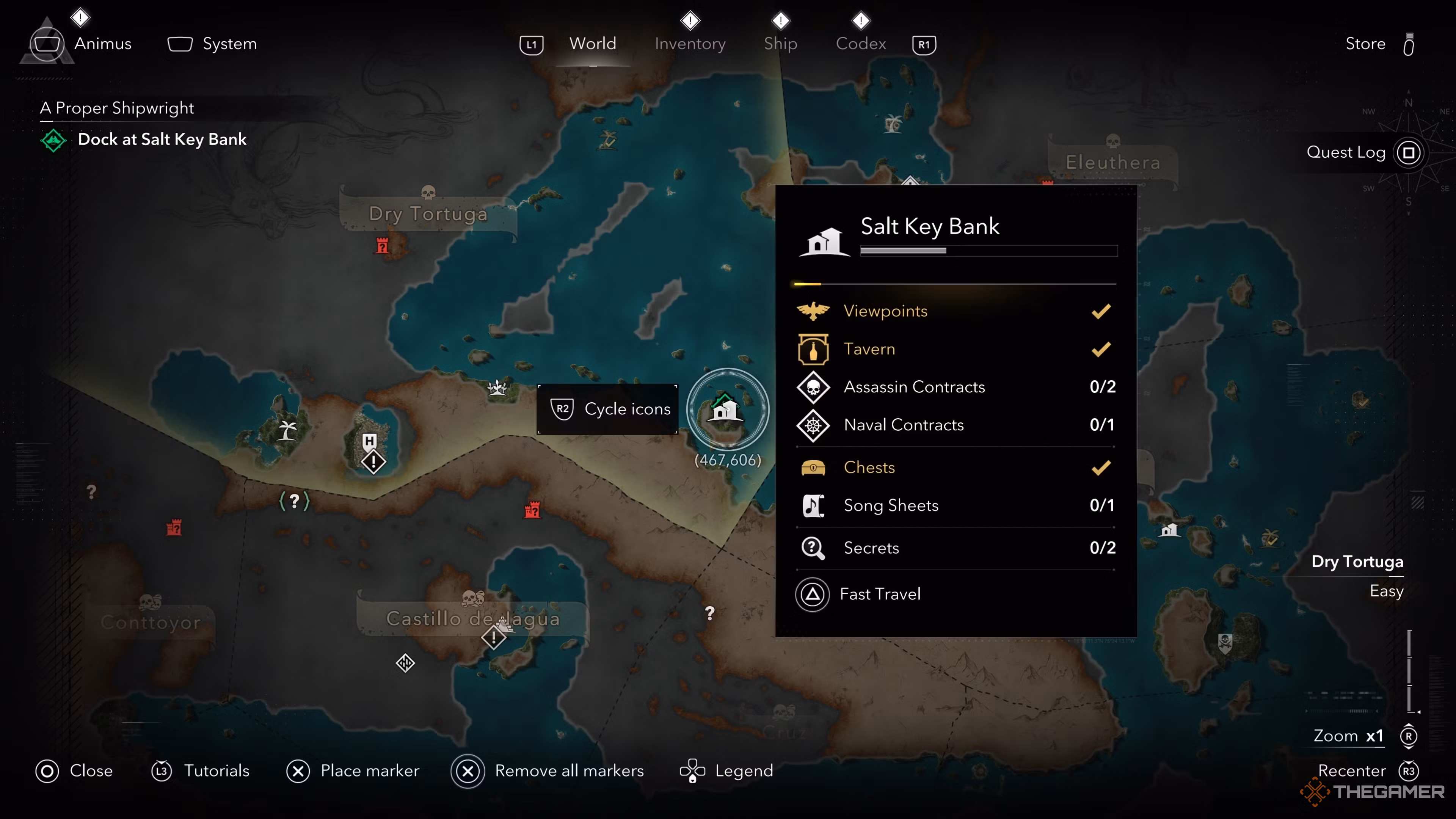 Mappa del mondo di Assassin's Creed Black Flag Resynced con i vari punti di interesse