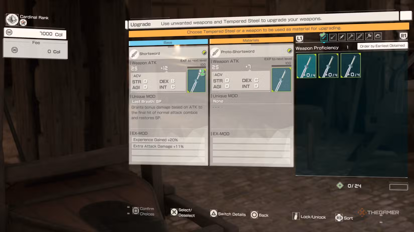 Uso di altre armi per potenziare la propria arma in Echoes of Aincrad.