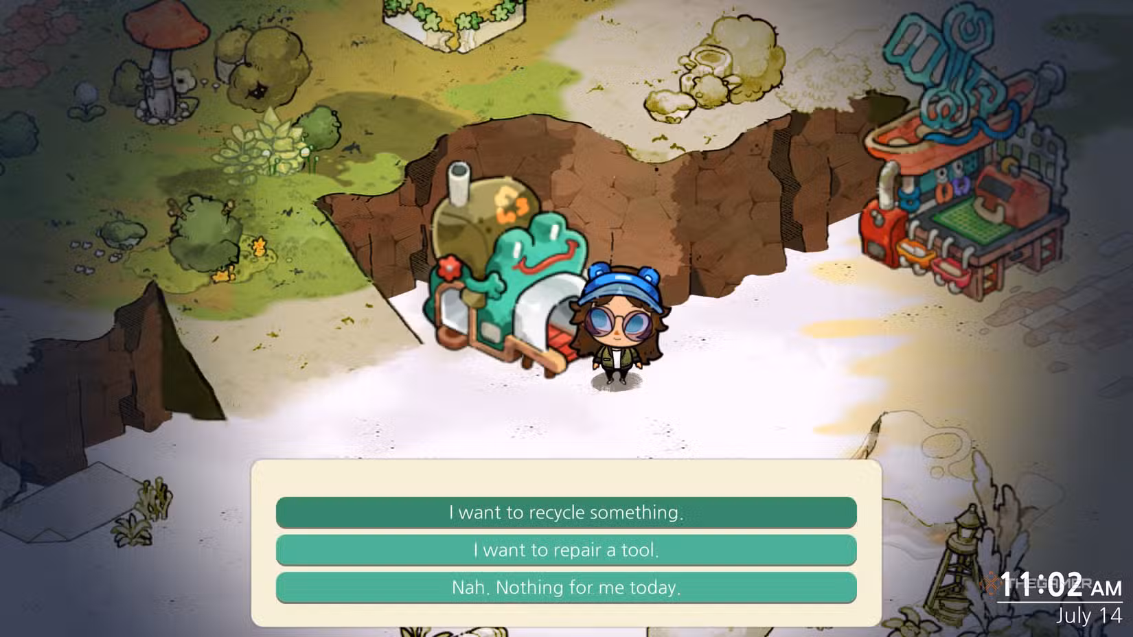 Utilizzo della macchina di riciclaggio in Cozy Grove Camp Spirit