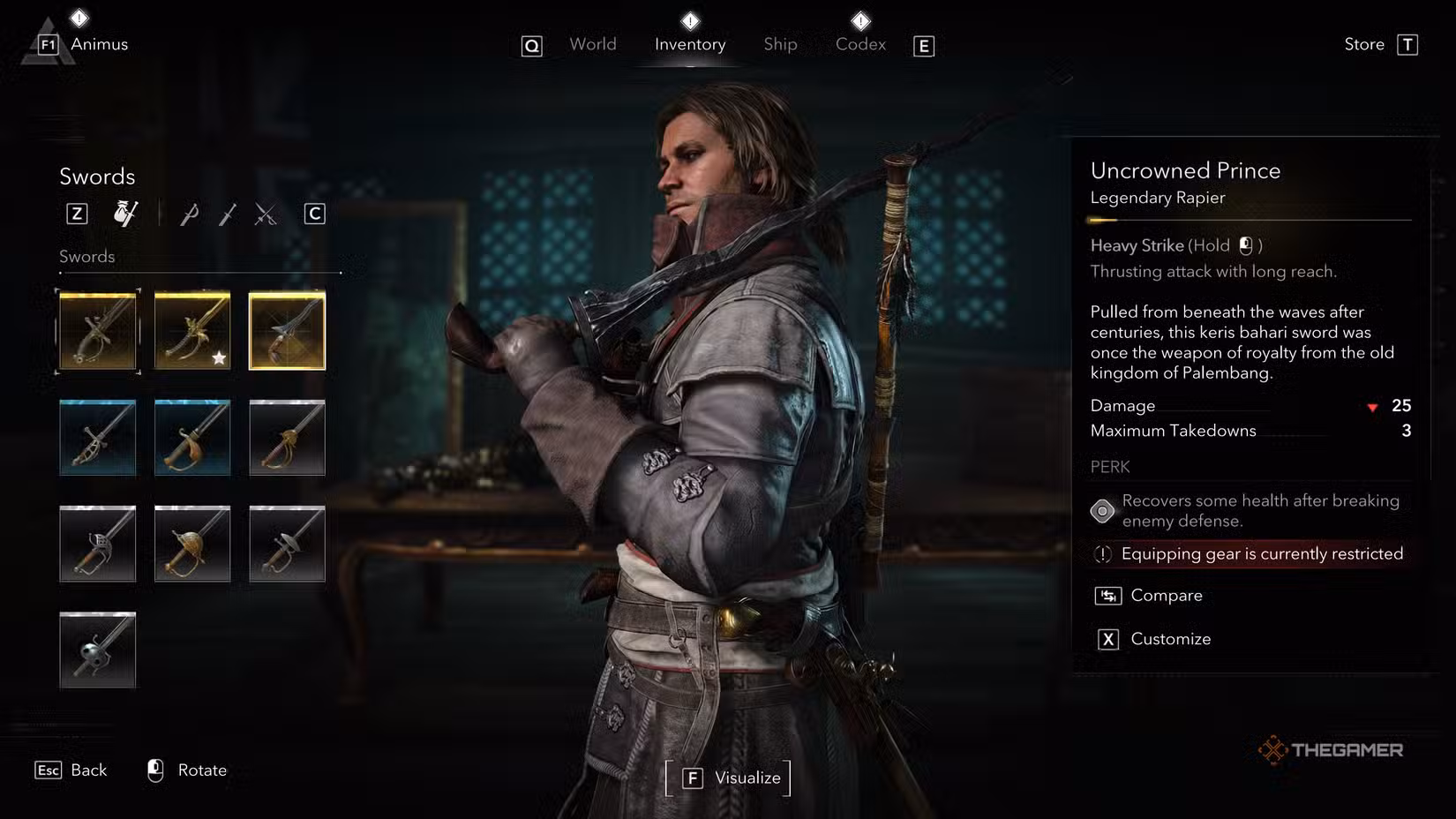 Valutazione della spada Uncrowned Prince in Assassin's Creed: Black Flag Resynced.