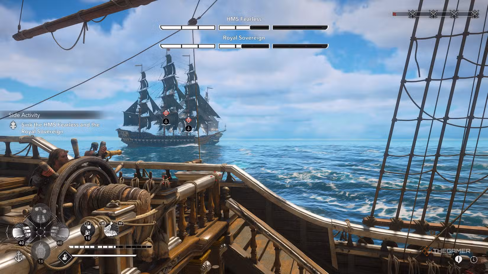 Posizionamento dei Fire Barrels contro HMS Fearless e Royal Sovereign