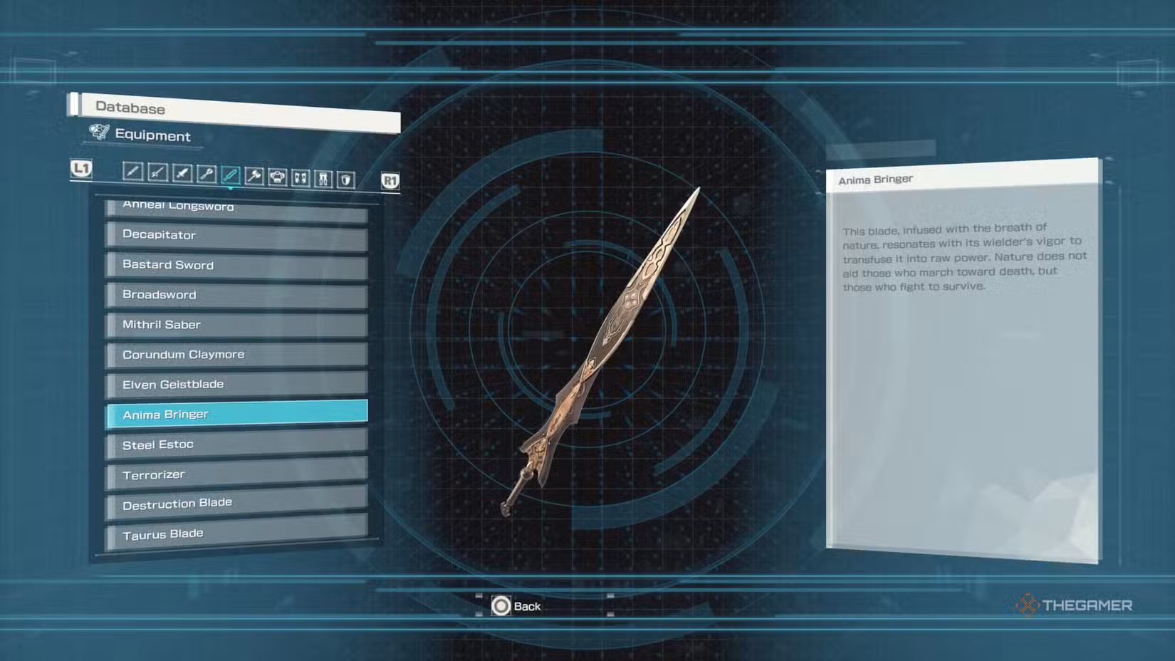 Voce del database di Echoes of Aincrad per Anima Bringer.