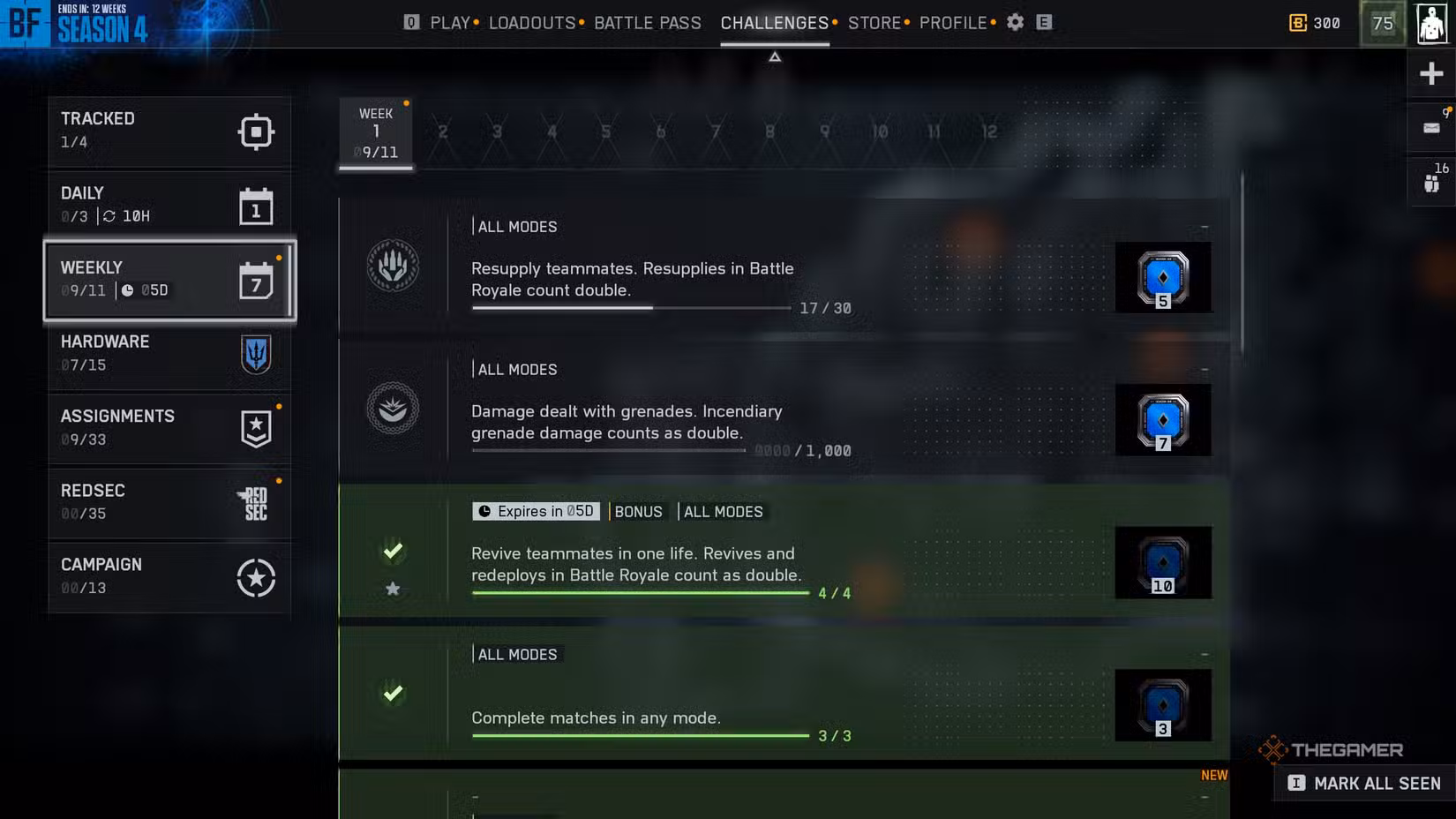 Esempio di sfida settimanale per guadagnare punti Battle Pass in Battlefield 6