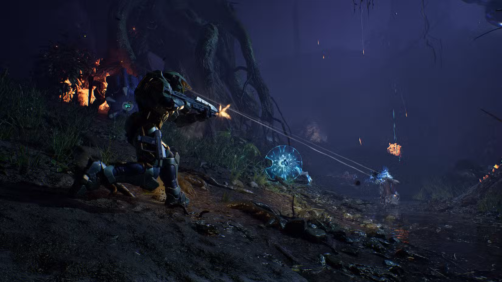 Master Chief fuoco di un fucile d'assalto in Halo: Campaign Evolved