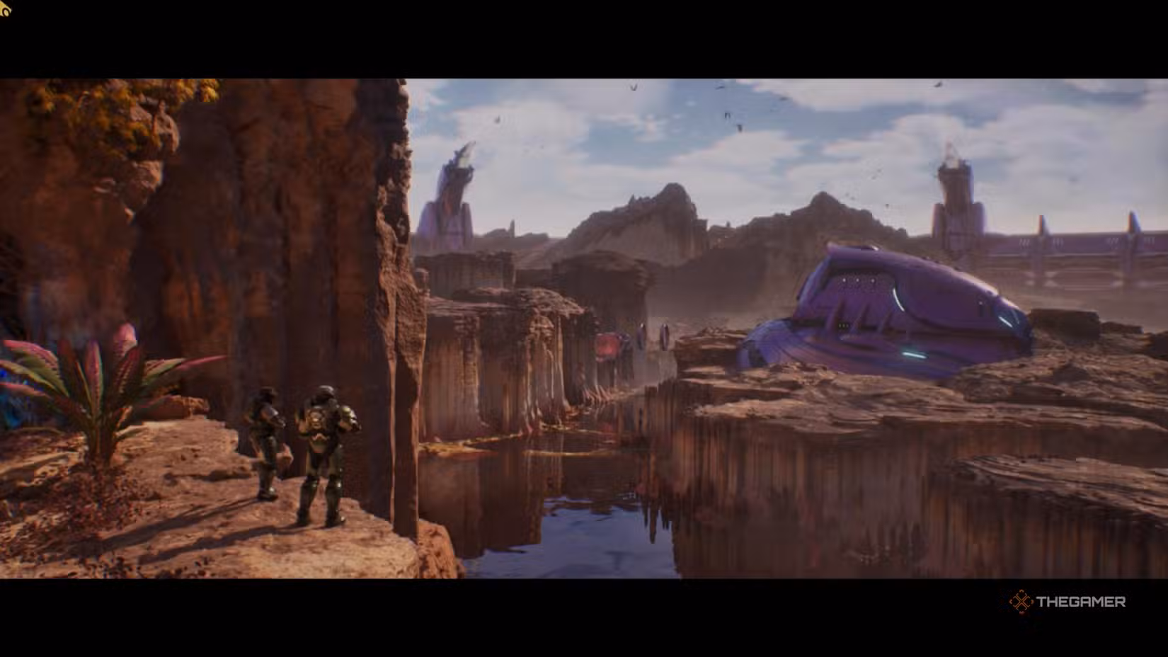 Scena di The Most Dangerous Game con Master Chief e Johnson su una scogliera