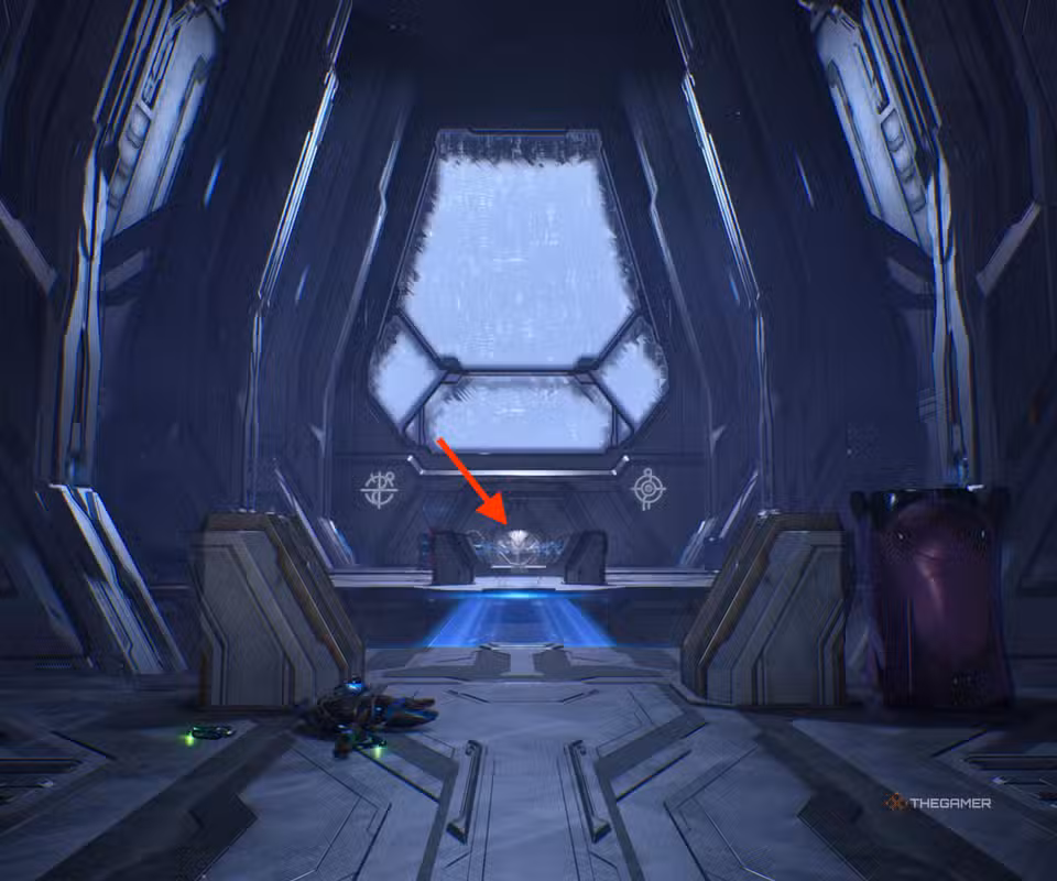 Ponte energetico con porta finale, scena di 343 Guilty Spark