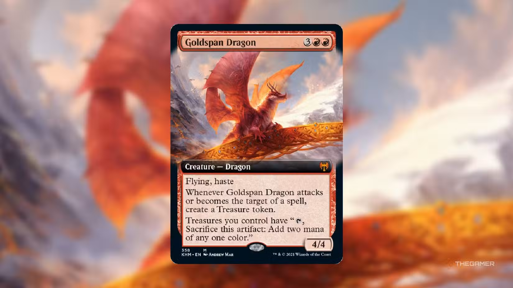 Carta Goldspan Dragon, esempio di drago con abilità di generazione di mana