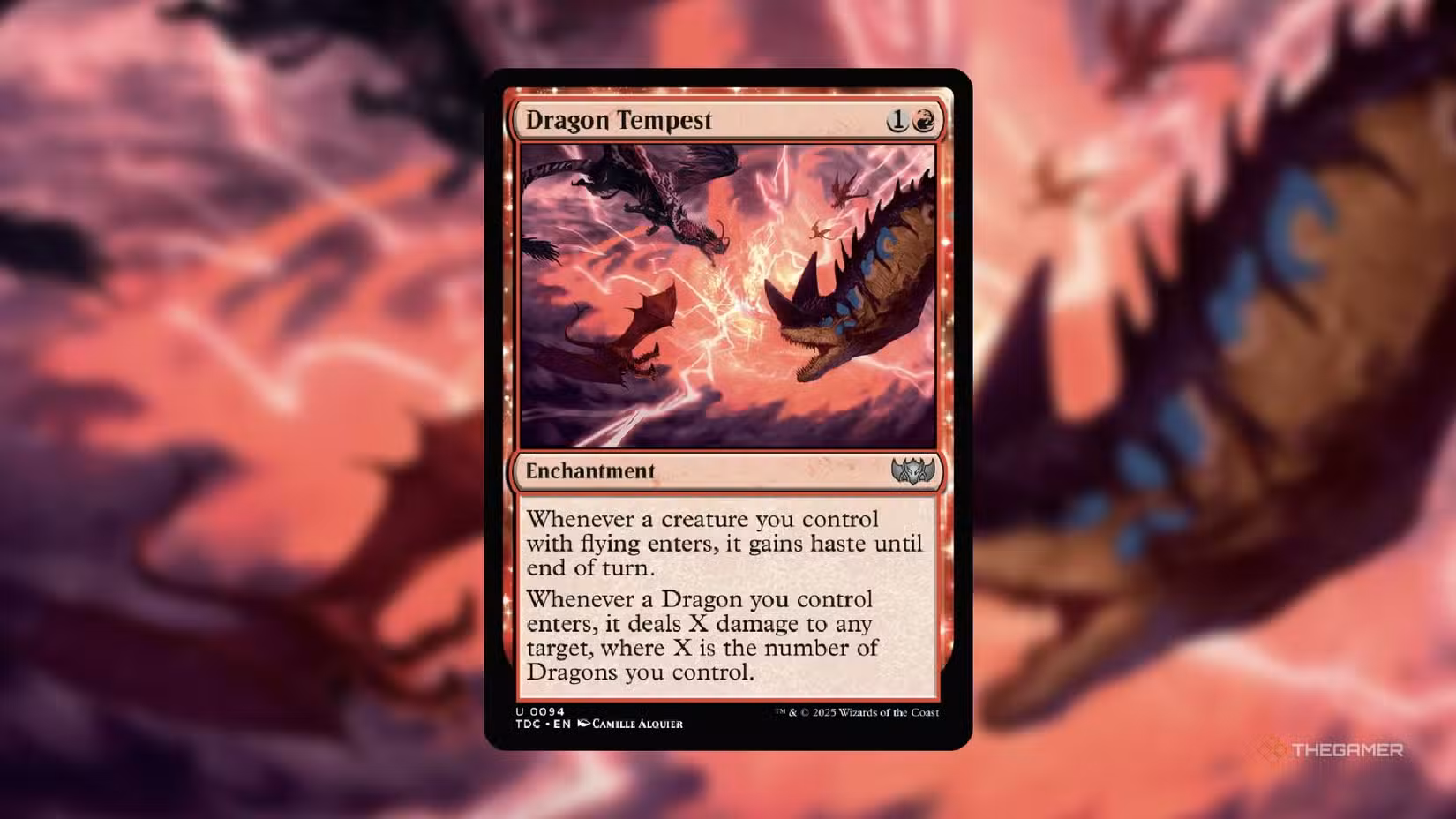 Carta Dragon Tempest, incantesimo che aggiunge fretta e danno ai draghi