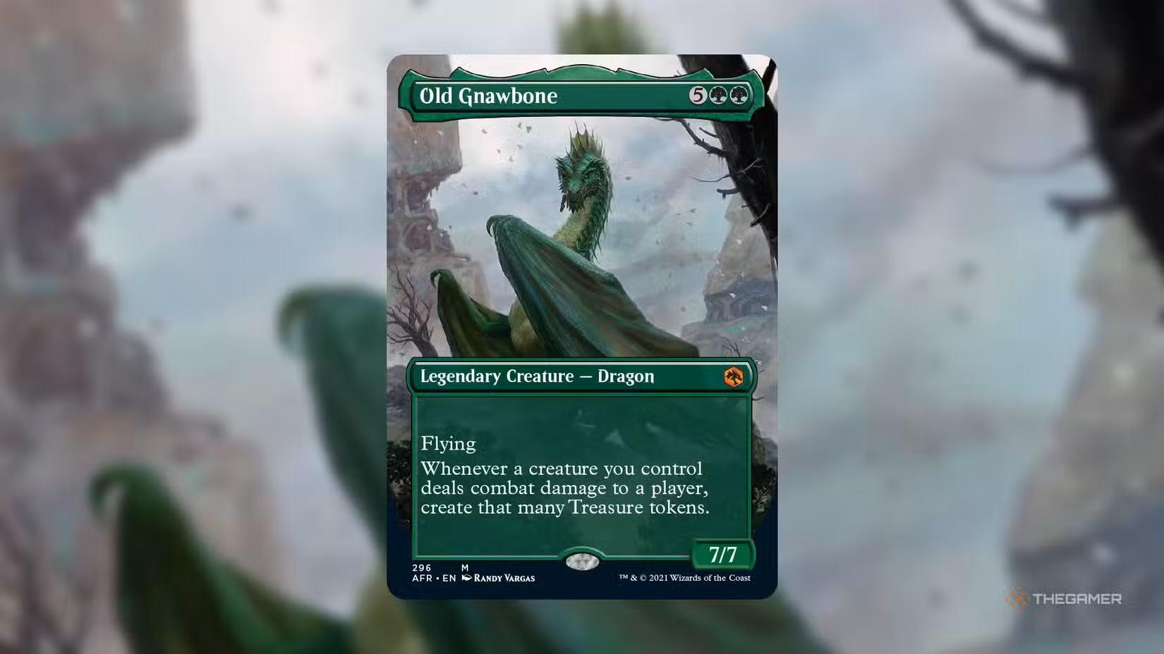 Carta Old Gnawbone, drago che produce token tesoro in base al danno inflitto