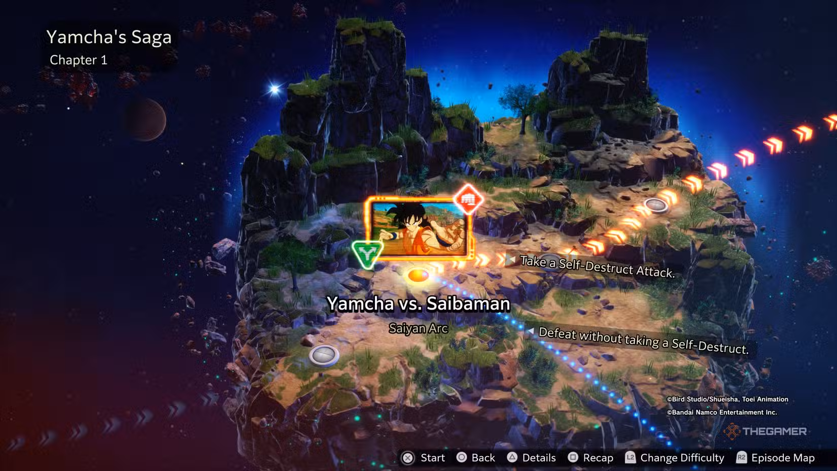Yamcha affronta il Saibaman nella prima missione, inizio del suo Sparking Episode.