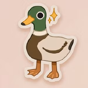 Sticker di un’anatra su un pacco