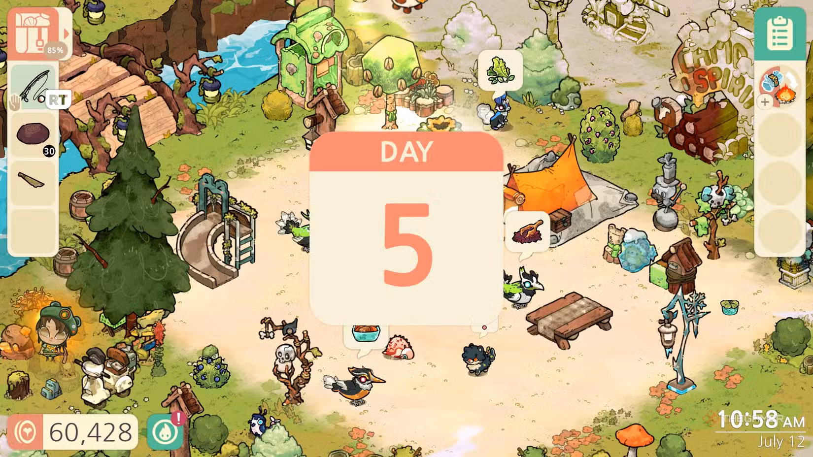 Calendario di Cozy Grove che avanza di un giorno