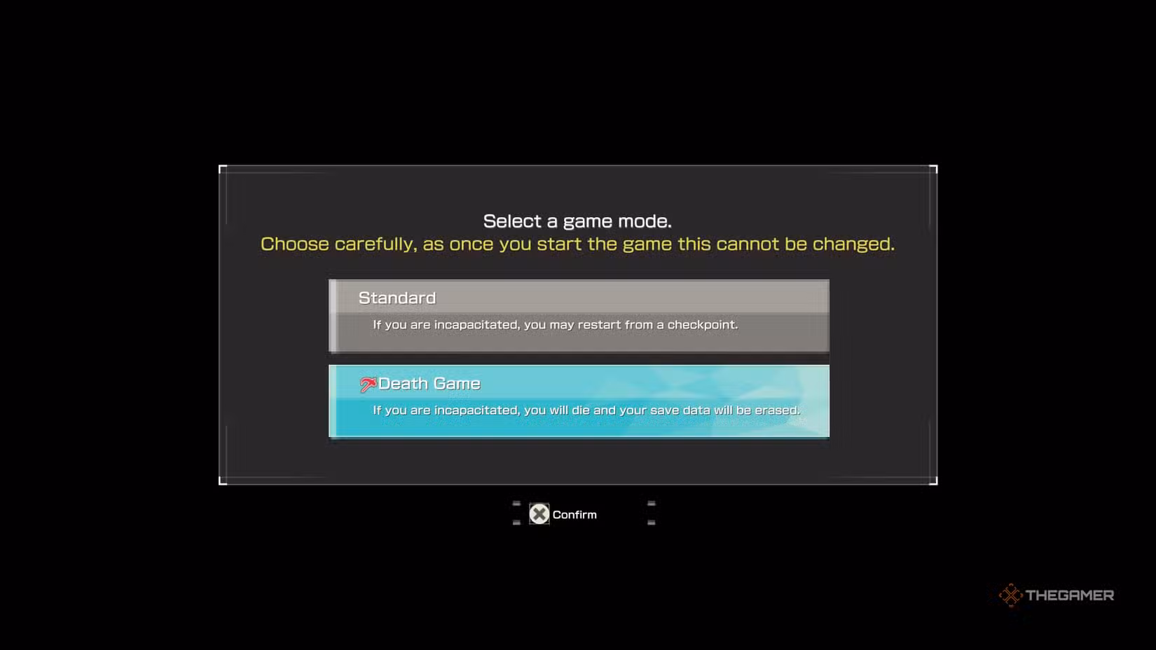 Selezione della Death Game Mode in Echoes of Aincrad