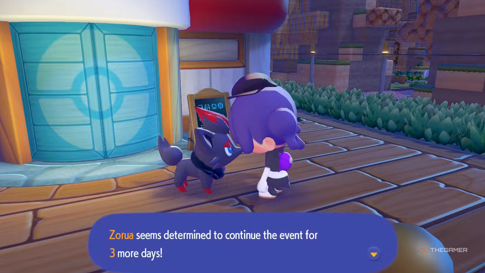 Zorua parla con Ditto riguardo alla fine dell'evento su Pokemon Pokopia