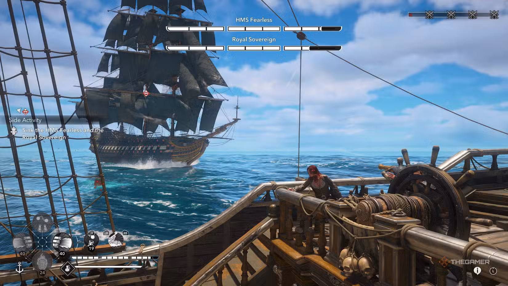 Giocatore che affonda HMS Fearless e Royal Sovereign in Assassin's Creed: Black Flag Resynced
