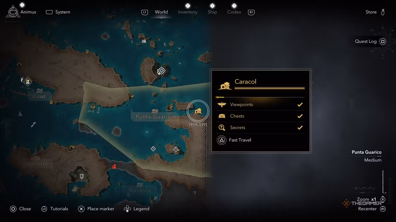Mappa della posizione dell'isola di Caracol in Assassin's Creed Black Flag Resynced