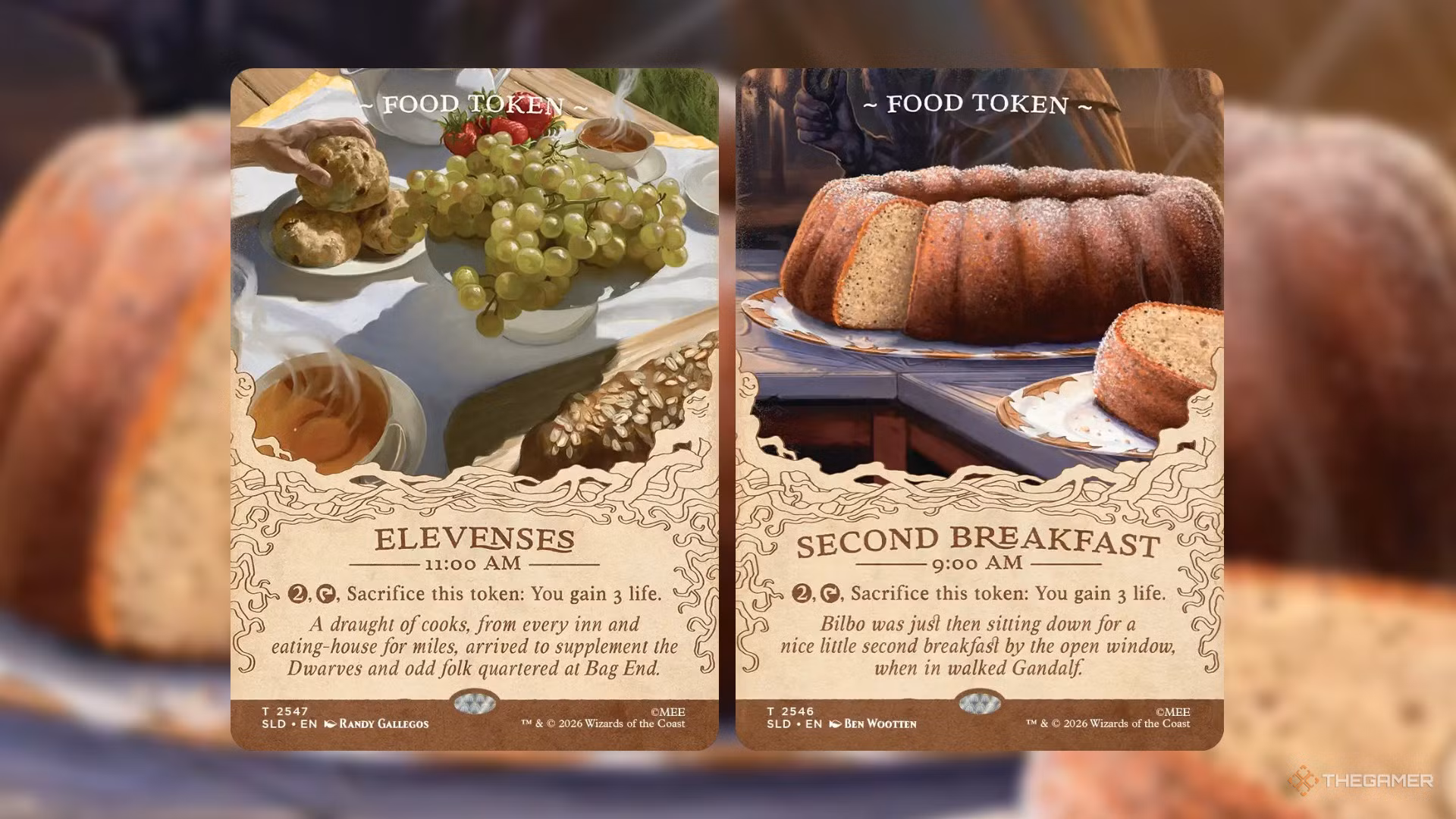 Token di cibo 'Second Breakfast' e 'Elevenses' del Secret Lair Hobbit di Magic: The Gathering