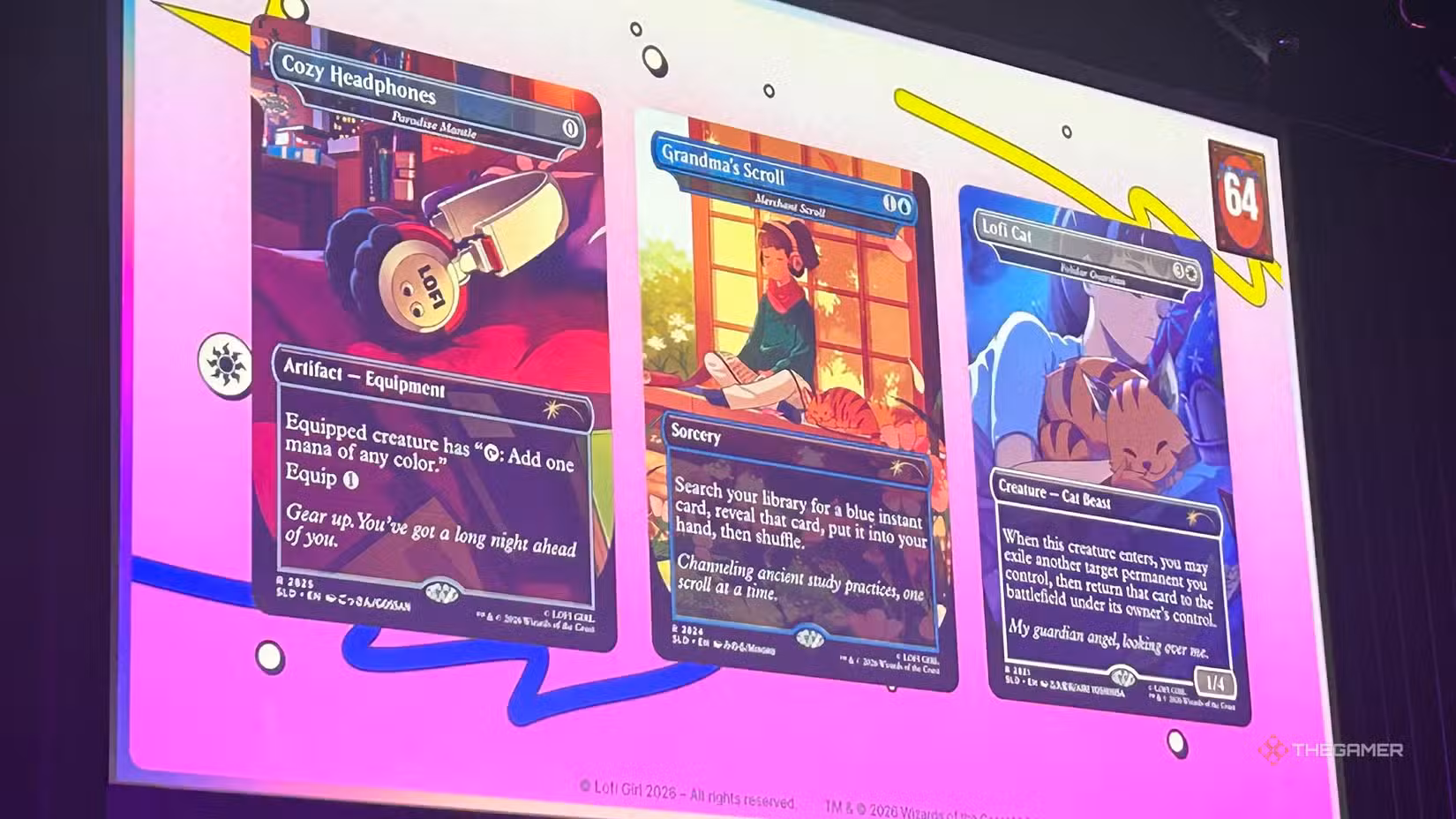 Screenshot delle tre carte Lofi Girl del Secret Lair di Magic: The Gathering