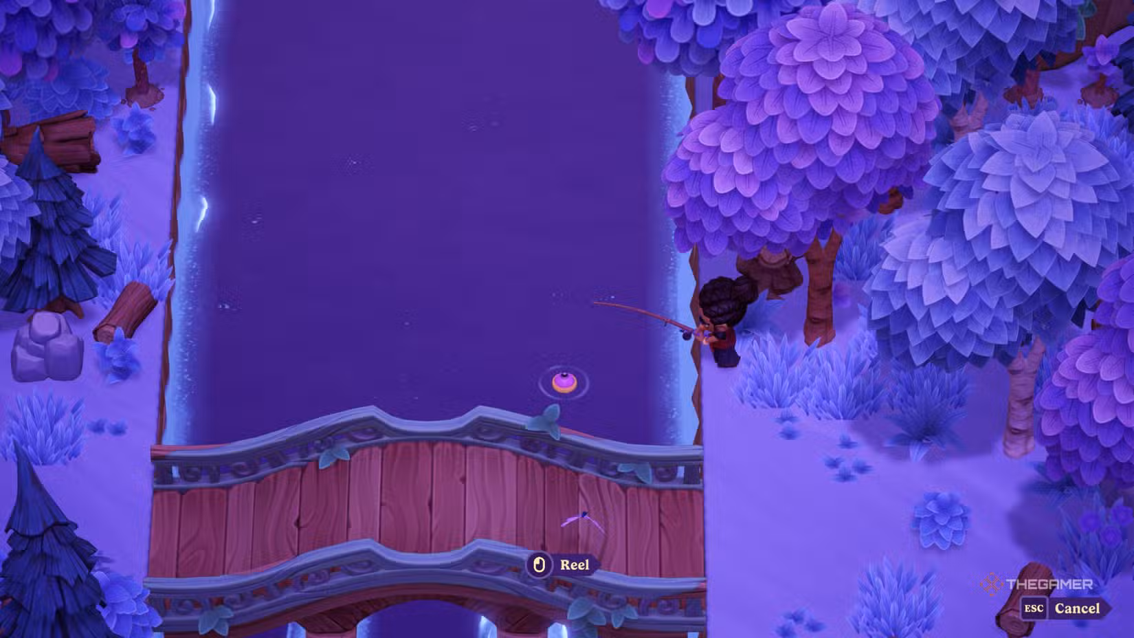 Pesca nei pressi del ponte in Moonlight Peaks